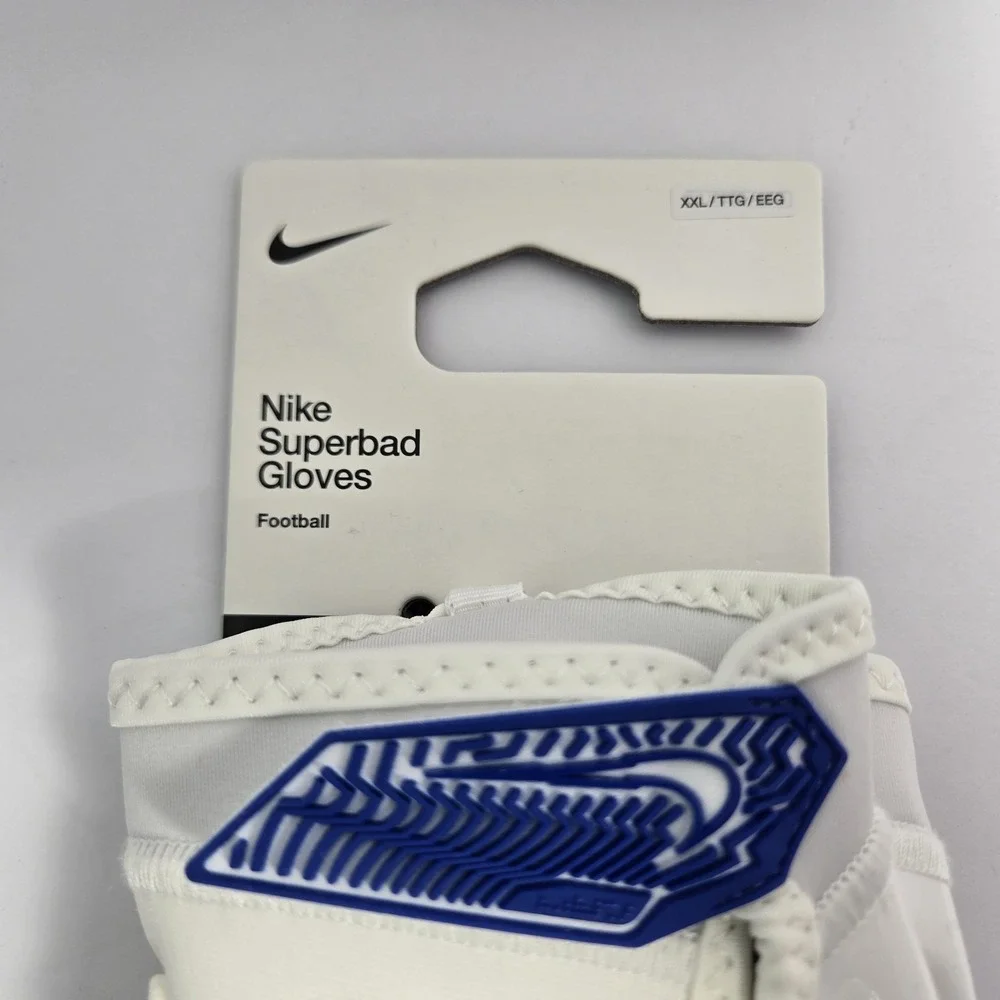Nike Superbad 7.0 Duke Blue Devils Football Gloves White Mens 2XL Off White XXL